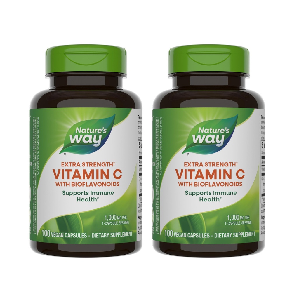 הדרך של הטבע ויטמין C עם bioflavonoids - כוח נוסף - 1 גרם ויטמין C כמו Ascorbic Acid - Citrus Bioflavonoids - עבור תמיכה Immune * - Gluten Free & Milk - 100 קפסולות (2 Pack)