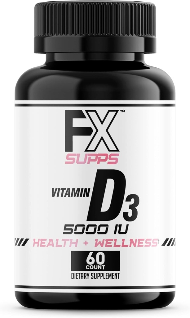 FXSUPPS ויטמין D3 5000 IU (1 Pack, 60 קל ל Swallow Softgels) | בריאות ושומן תוספת עבור גברים ונשים | כולסטרול, הטוב ביותר עבור עצמות, בריאות הלב, מערכת החיסון, Lung Function Functional