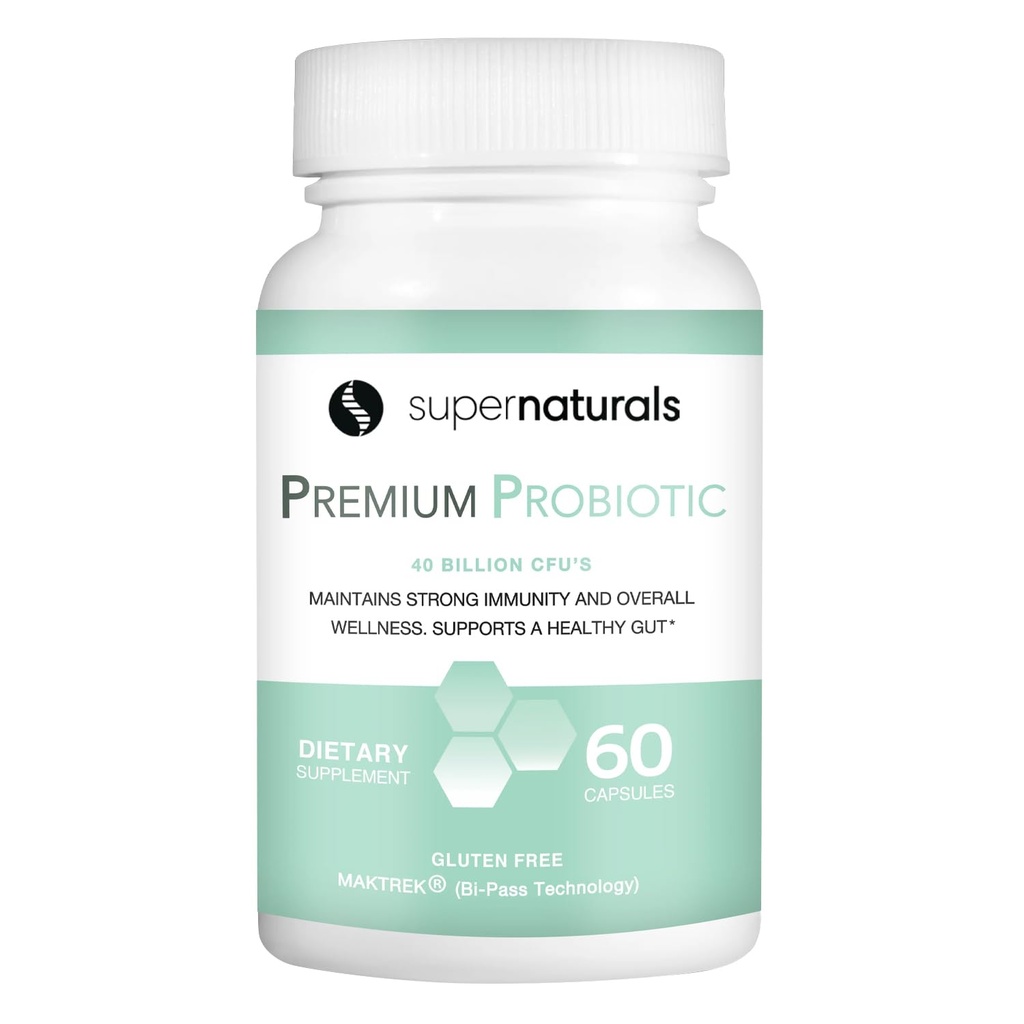 Premium Probiotics, 40 מיליארד CFU Probiotics for Digestive Health, Made with MAKTrek Bipass טכנולוגיה, נשים וגברים Probiotics for Gut Health, 60 פרוביוטיקה
