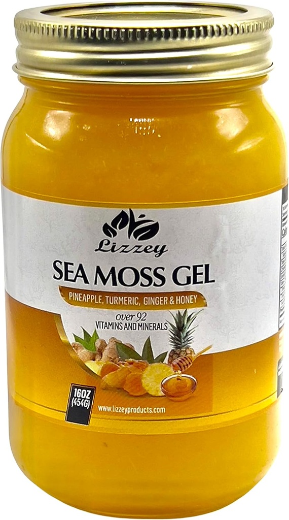 ליזזי 100% אורגני, Pineapple Flavored Sea Mos Gel עם Turmeric & ג'ינג'ר עבור Immune בריאות ותמיכה מזיקה, לגברים ונשים, All Natural Superfood