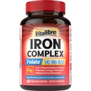 תוספת ברזל לנשים וגברים, עם ויטמין C, B6, B12 ו- Folate for Iron Deficiency, Blood Building & Energy Support, Stomach Friendly, Better Absorption, Non-GMO, No Gluten, 60 Vegan Capssspark