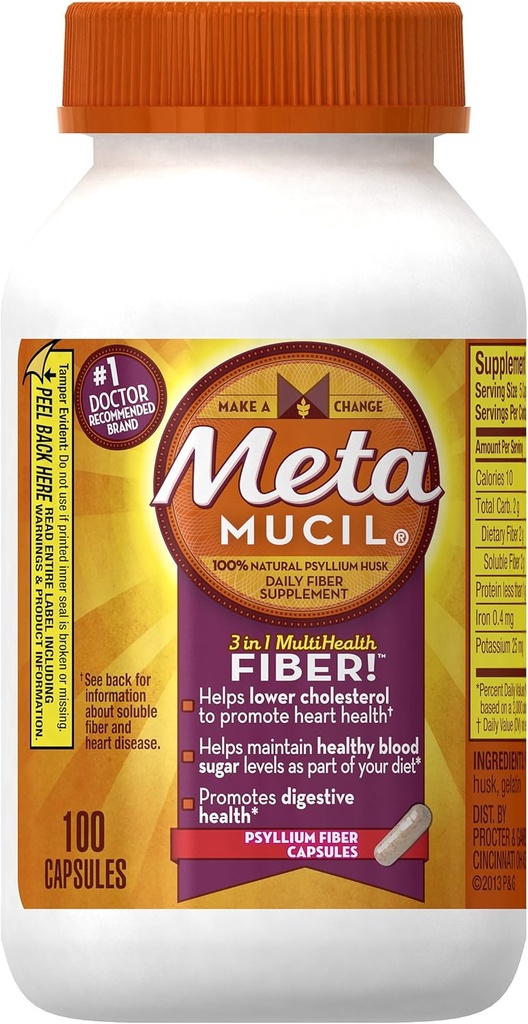 Metamucil Multi-Health Fibers by Meta 100 כמוסות בקבוק (OLD)