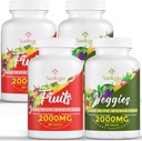 2000 MG פירות וירקות תוספי מזון, איזון טבעי מעל 35 + פירות וירקות, 100% מזון מלא מזון מזון מזון מזון מזון מזון מזון מזון פירות ו ggies תוספת, אנרגיה איזון, סוכר חינם, טבעוני, 240 טבליות