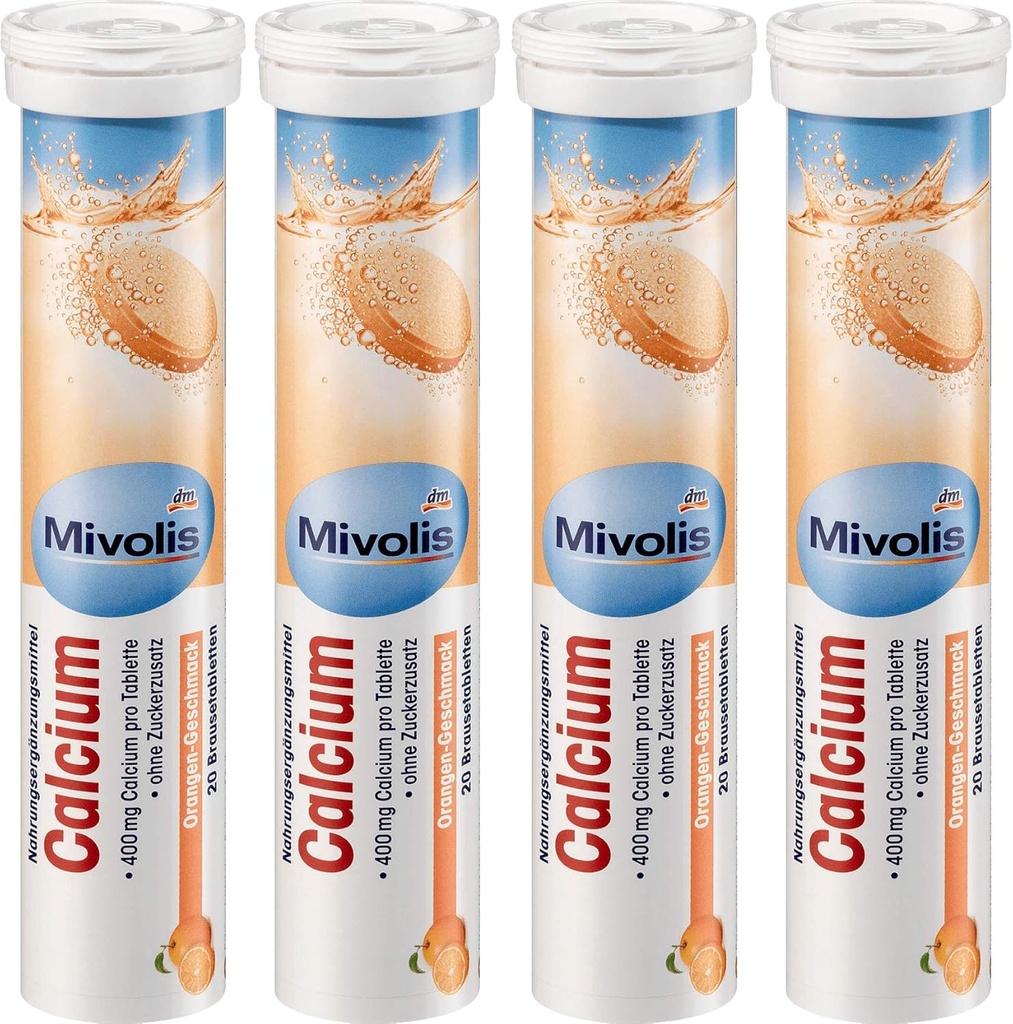 Mivolis Calcium effervescent טבליות - תוספי תזונה 4 Packs x 20 PCs