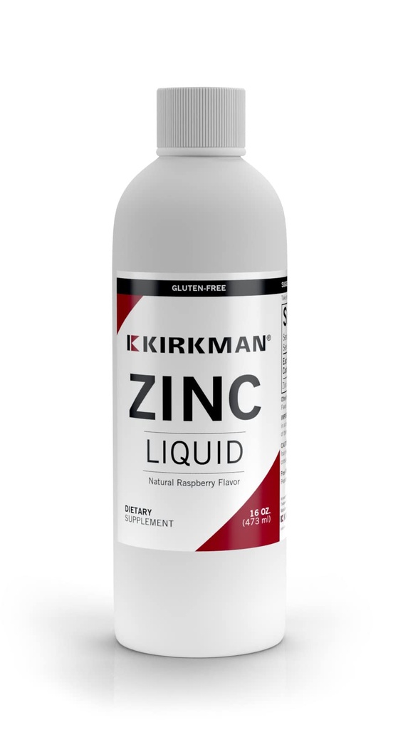 קירקמן - Zinc Liquid - New Formulation - 16 oz - משולם עם פטל טבעי - חינם של אלרגנים נפוצים