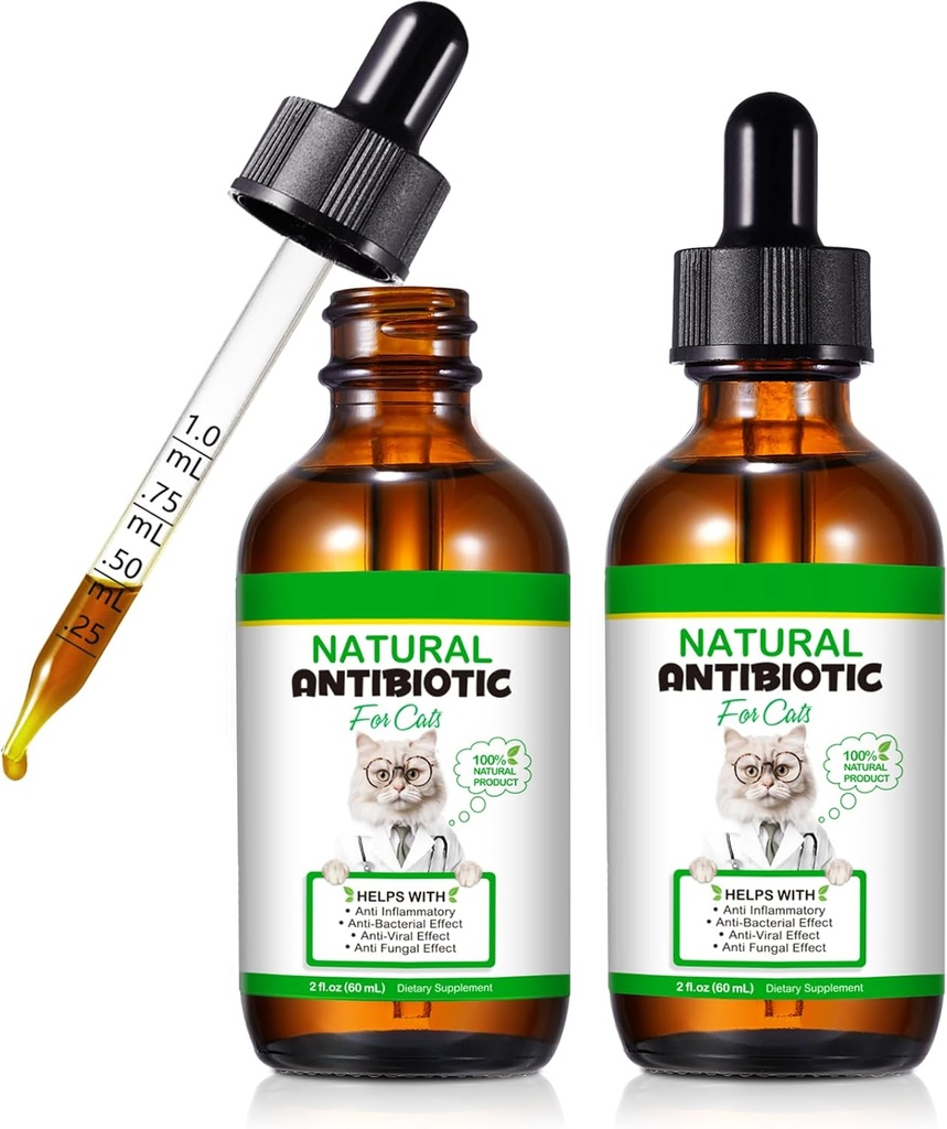 Cat Antibiotics, Antibiotics for Cats, Natural Cat Multivitamin Herbal תוספי 60ml-2pcs