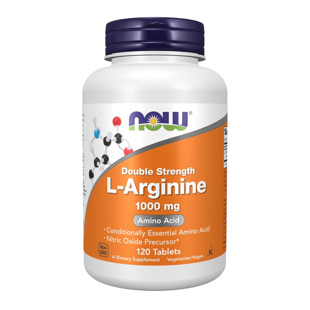 תוספי מזון עכשיו, L-Arginine 1000 מ"ג, Nitric Oxide Precursor*, Amino Acid, 120 טבליות