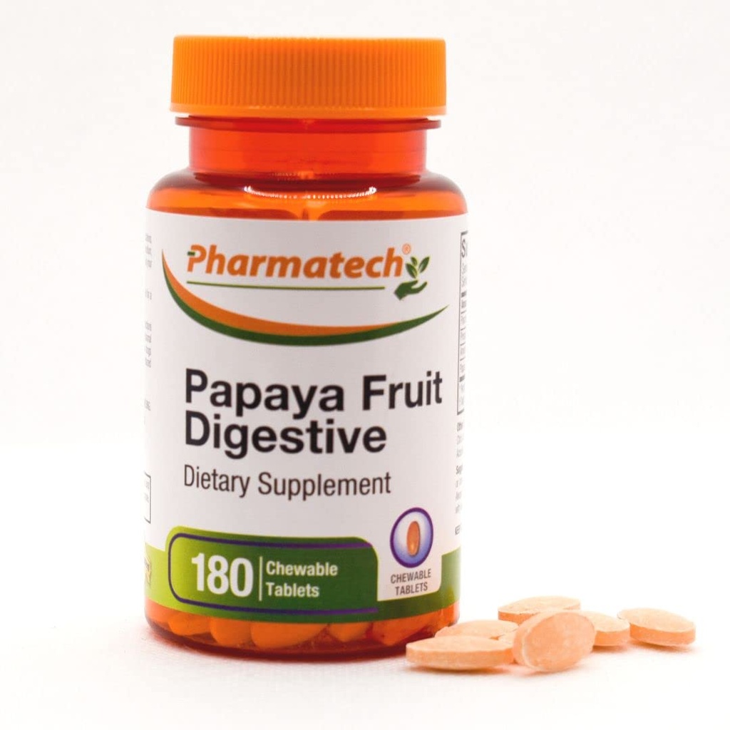 Papaya פירות Digestive, שיפור העיכול, Tasty Flavor, Enzyme תוספת, עבור Bloating and Constipation, Gas Relief, 180 טבליות צ'ירוק