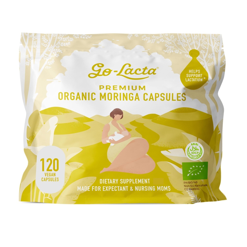 Go-Lacta 100% אורגני Moringa קפסולות להנקה אמהות, 120 קפסולות