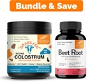 אבקת קולוסטרום טהורה של סנדו עבור בני אדם ו- Beet Root אבקה עם קפסולות bioperine תמיכה Immune, Gut, שריר ואנרגיה בריאה