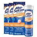 Alka-Seltzer Energy Boost: Caffeine & Guarana, ויטמין B, תומך ערנות נפשית ואנרגיה גופנית, תוסף אנרגיה יומית, טבליות Fizzy, Sugar-Free, Light Tropical Punch Flavor, 30ct