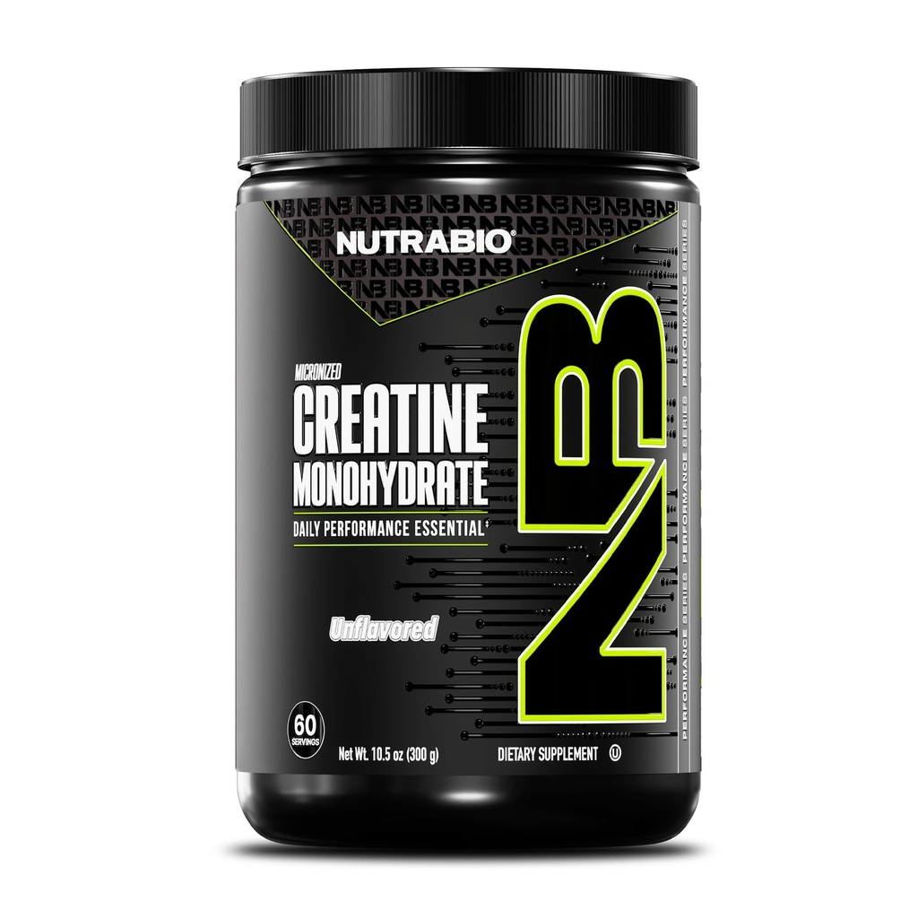 NutraBio Pure Micronized Creatine Monohydrate אבקת תוסף, Unflavored, (300 גרם) - תומך בשרירים אנרגיה, התאוששות וכוח - HPLC Tested אבקת Creatine עבור גברים ונשים