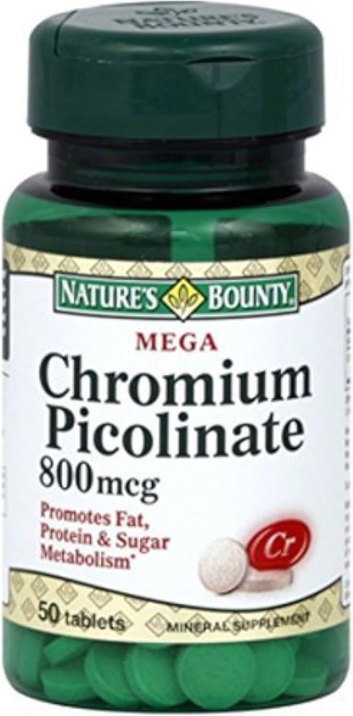 Nature's Bounty Mega Chromium Picolinate 800 mcg טבליות 50 ea (Pack of 2)