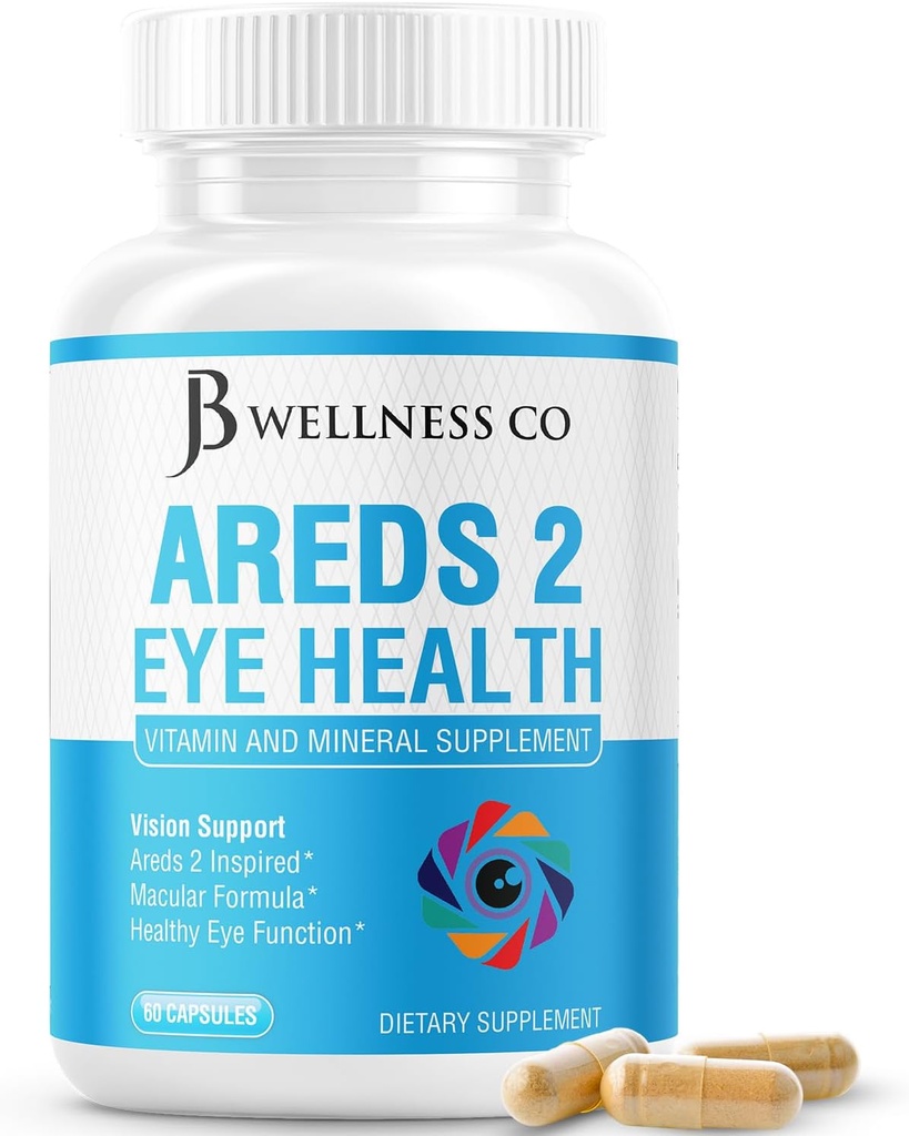 JB הם 2 עין ויטמין & מינרלים תוספת, מכיל Lutein, ויטמין C, Zeaxanthin, Zinc & ויטמין תוסף חזון - 60 Count