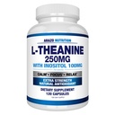 Arazo Nutrition L-theanine 250mg (Extraחוזק) עם Inositol 100 מ"ג, 120 קפסולות Vegetarian