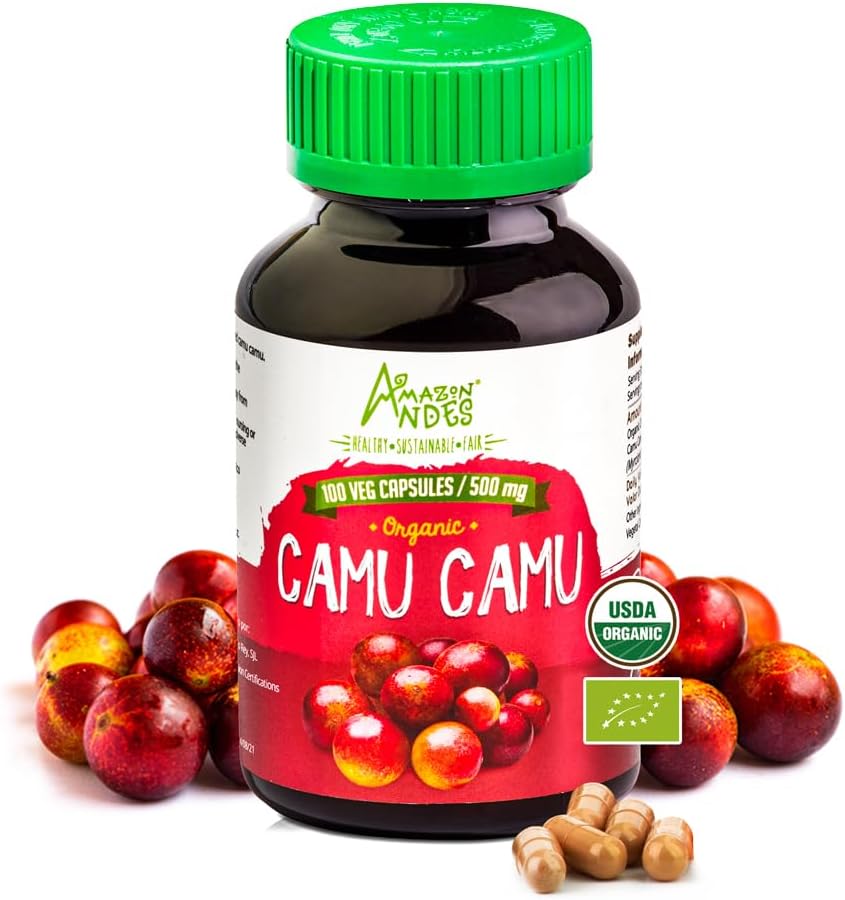 Camu Camu קפסולות l Powerful ויטמין C Source l Immune System Booster l אורגני ו Fairtrade מוסמך 100 גלולות טבעוניות l 1500 מ"ג עבור l non GMO ו Gluten Free l Andes