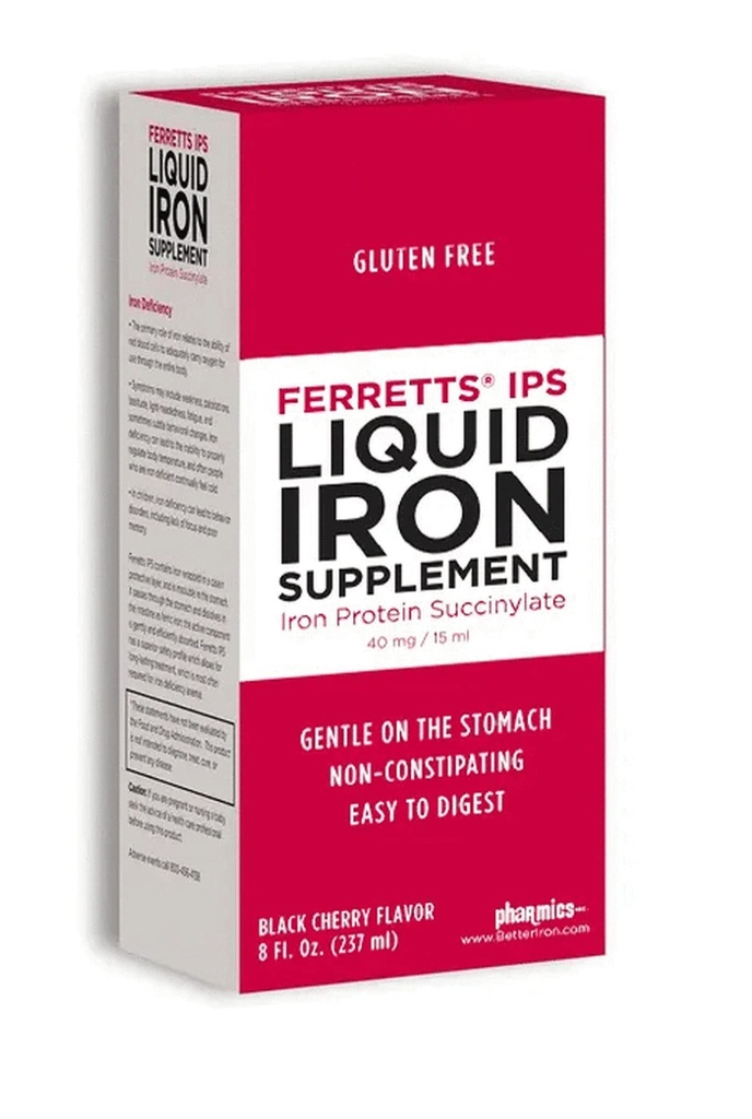 תוסף ברזל נוזלי 40 מ"ג (IPS) - 8 Fl Oz. of Black Cherry Flavored High Potency Iron Supplements for Kids & הריון Women - Gentle & Non-Constipating Yummy Iron Supplement