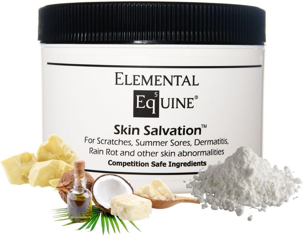 Elemental Equine Skin Salvation 8oz for Horses - Combats, Mud Fever, Summer Sores, Dermatitis, Summer Crud, Cannon Bone Gunk ו דומים בעיות עור בסוסים