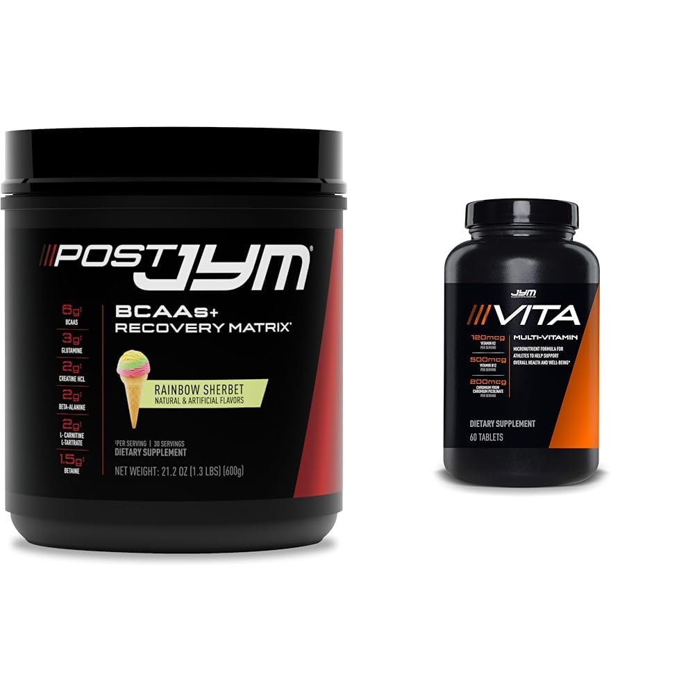 Post JYM Active Matrix Post-Workout with BCAAs, Glutamine & More Rainbow שריברט פלאמור + Vita JYM Athlete's Multivitamin עם יותר מ 25 טבליות מפתח 60