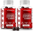Vitamatic Sugar-Free Chromium Gummies עם Ceylon Cinnamon - 2000 מ"ג Equivalent Per משרת (מפלט 83 מ"ג) - Non-GMO, Gluten-Free - 60 מסטיקים טבעוניים - 2 Pack