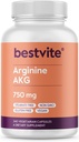 BestVITE Arginine AKG 750 מ"ג (240 קפסולות צמחוניות) - No Stearates - טבעוני - Non GMO - Gluten Free