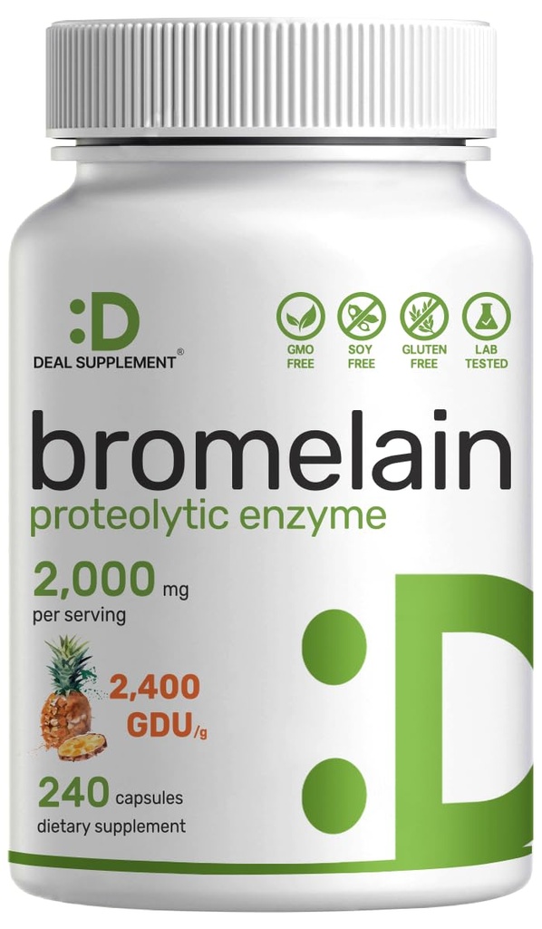 תוסף Bromelain 2,000mg Per המשרת, 240 קפסולות - אנזים טבעיים Proteolytic Enzymes from Fresh Pineapple - תומך בחומרי תזונה