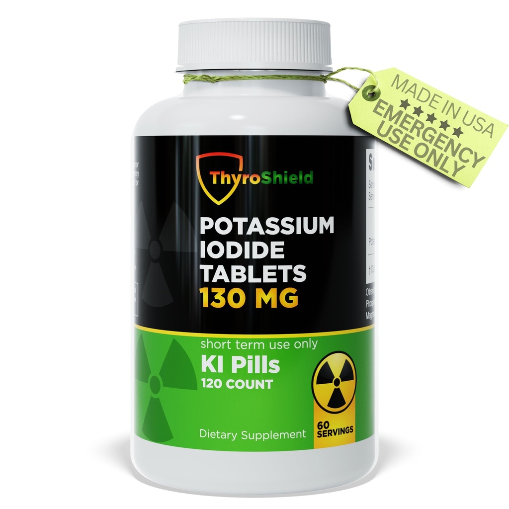 טבליות Potassium Iodide 130 מ"ג | 120ct Iodine Tablets עבור קרינת חשיפה - Potassium Iodine Pills - YODO Naciente - KI Pills - Made in USA - ThyroShieldddd