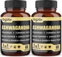 2 Packs 60 קפסולות - 8050mg Ashwagandha לחלץ תוסף - 7in1 עם Fenugreek, Maca, Turmeric, Rhodiola, ג'ינג'ר & Black Pepper - רוח, Immune & Energy Support - 4 חודשים אספקת חשמל.