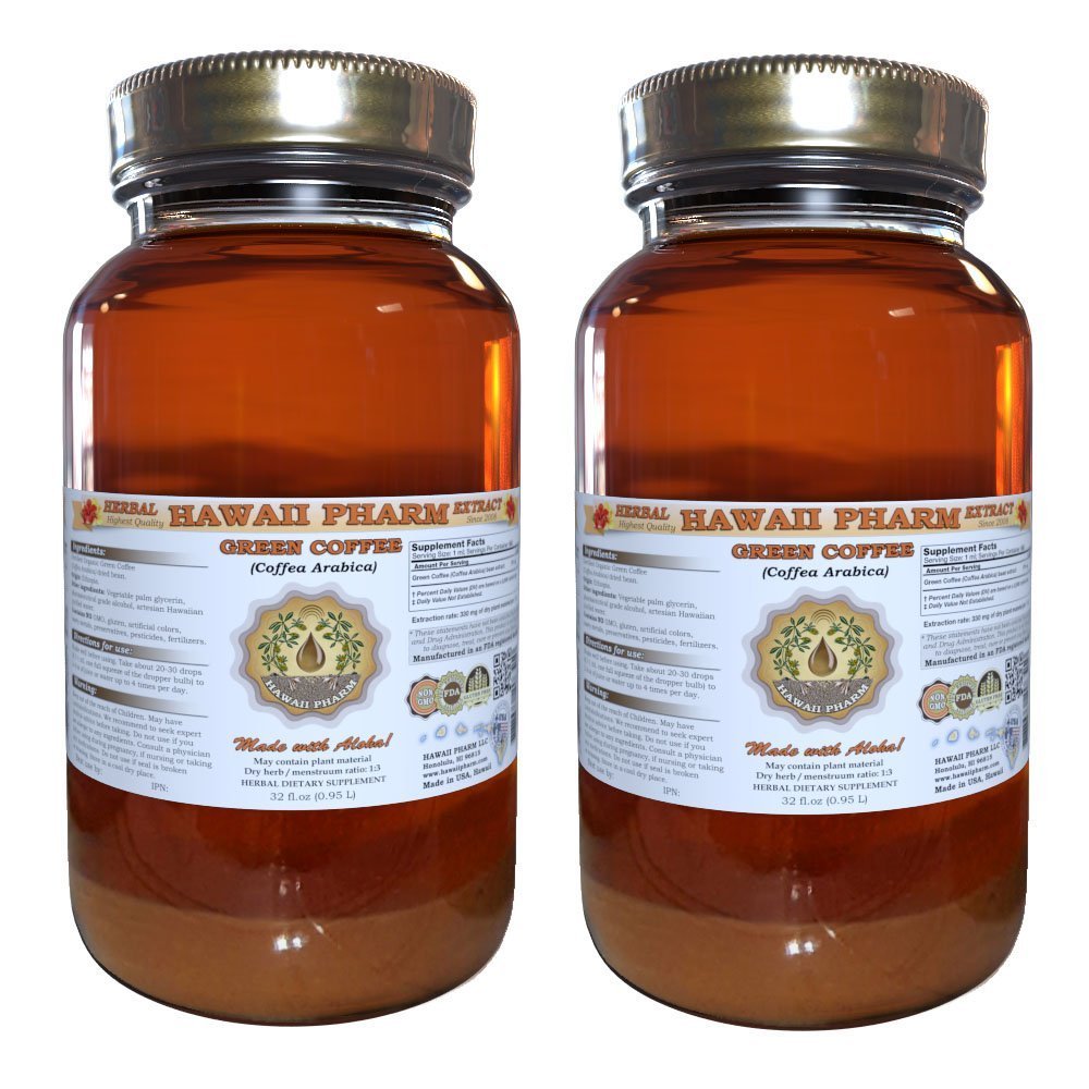 תמצית נוזלי קפה ירוק, קפה ירוק (Coffea Araba) אבקת Bean אבקת Tincture תוסף 2x32 oz Unfiltered