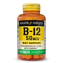 MASON NATURAL ויטמין B12 50 mcg עם Calcium, 100 ימים אספקה, תוספת תזונתית לתמיכה רמות אנרגיה טבעיות, 100 טבליות (Pack of 1)