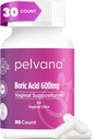 Pelvana Boric Acid Suppositories for Women 30 Count - עבור Vaginal Odor & Freshness, Feminine Hygiene & Wellness - מחלקת צד שלישי מאומת ובקד בארצות הברית - פתרון בריאות Feminine Odor