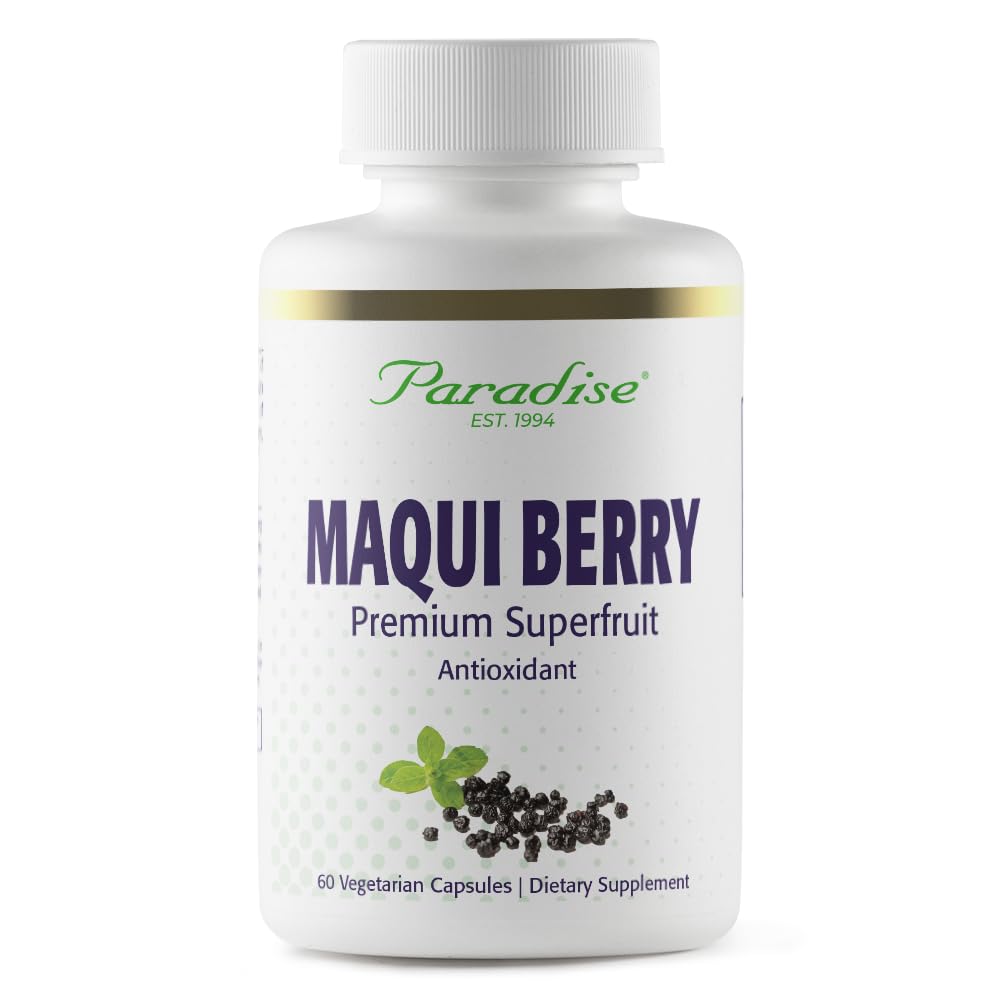Paradise Herbs, אורגני Maqui Berry לחלץ, 400 מ"ג, Freshze-Dried Concentrate for Superior Potency, Non-GMO, טבעוני, 60 קפסולות