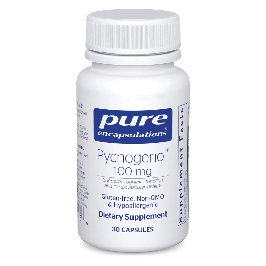 Pure Encapsulations Pycnogenol 100 מ"ג | תוסף Hypoallergenic לקידום בריאות וחילונית ולספק תמיכה אנטי-חמצן