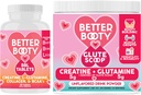 תוספי Angrys Better Booty Women's Creatine Combo: BBL Tablet (90ct) w. Creatine, Glutamine, BCAA's, Collagen + Glute Scoop Creatine & Glutamine Unflavored Drink Mix.