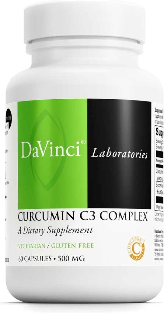 DAVINCI מעבדות Curcumin C3 Complex - תוספת תזונתית לתמיכה פונקציית גלבסולן ו Liver בריא - עם Curcuminoids ו bioperine פירות לחלץ - Gluten-Free - 60 קפסולות צמחוניות