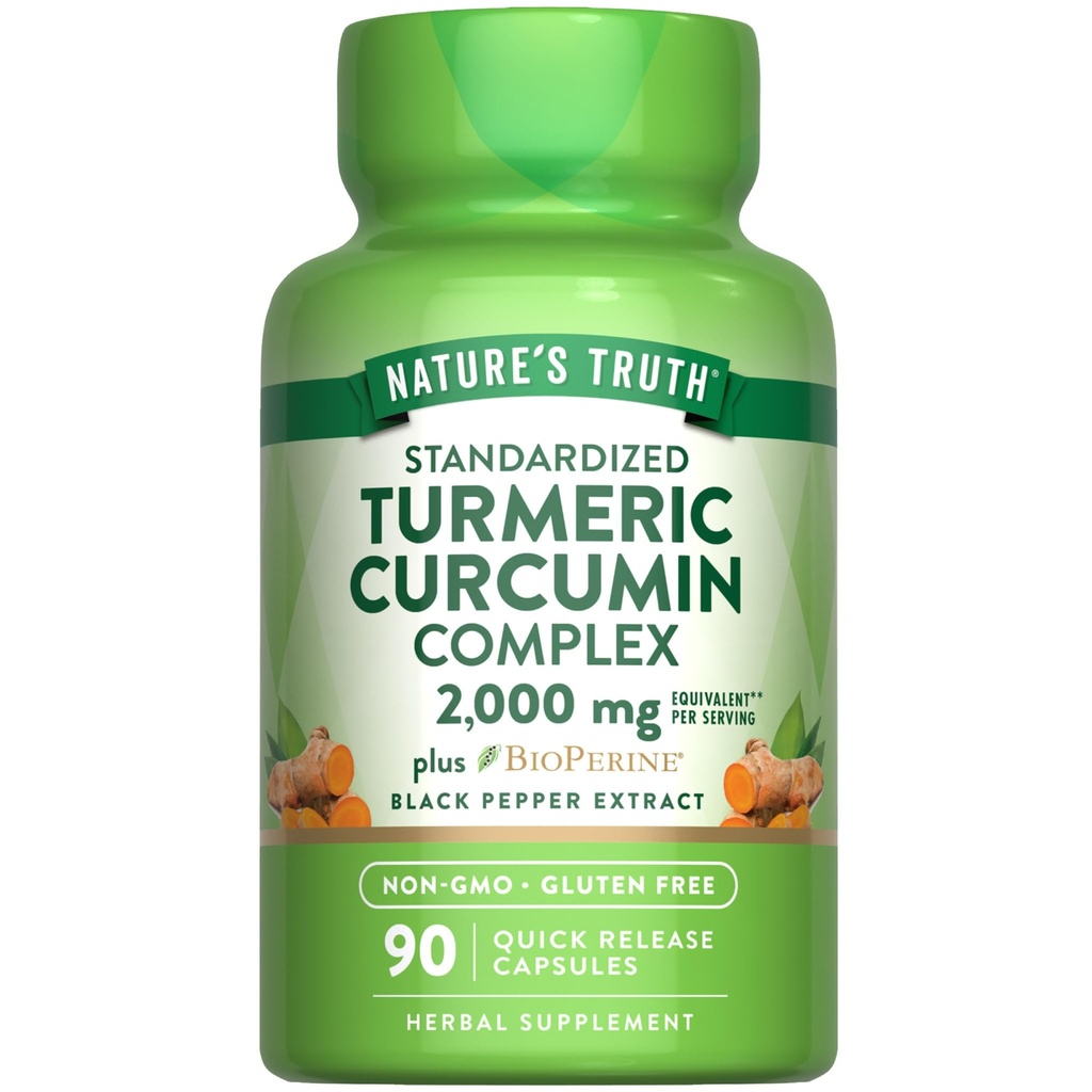 האמת של Nature's Truth Turmeric Curcumin קפסולות | 90 Count | עם 95% סטנדרטיים Curcuminoids ו bioperine | Non-GMO ו- Gluten Free Supplement