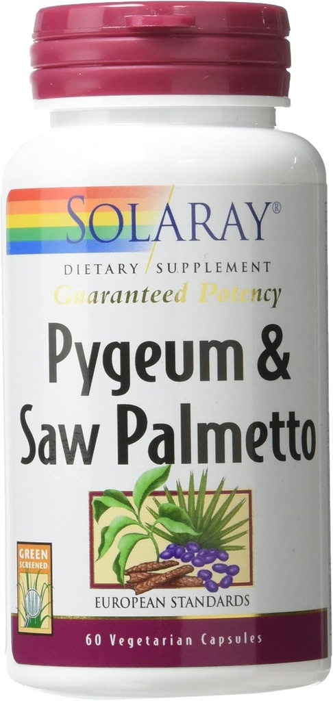 Solaray Pygeum ו- Saw Palmetto תוסף, 60 Count