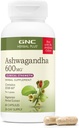 GNC Herbal Plus Ashwagandha 600 מ"ג, כוח קליני, תמיכה צמחונית, לחץ הקלה, 30 משרתים