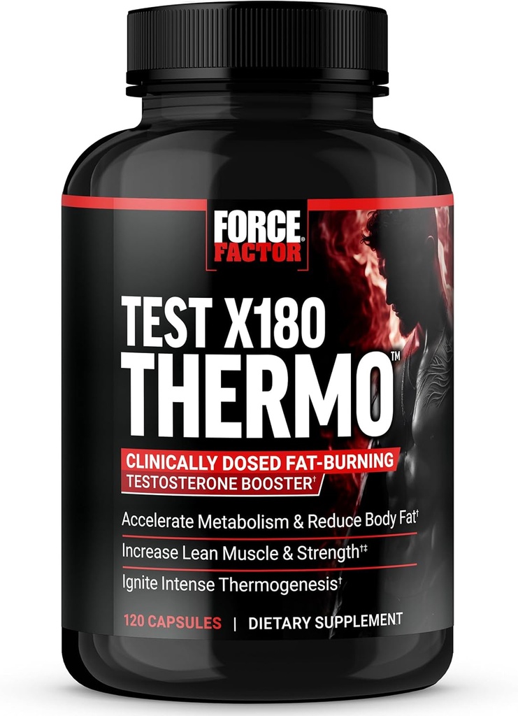 עבור מבחן FACTOR X180 Thermo טסטוסטרון תוסף ושומן Burner עבור גברים כדי Accelerate Metabolism, להפחית שומן גוף, לבנות שריר Lean, ולהגדיל את התרמונזה, 120 קפסולות
