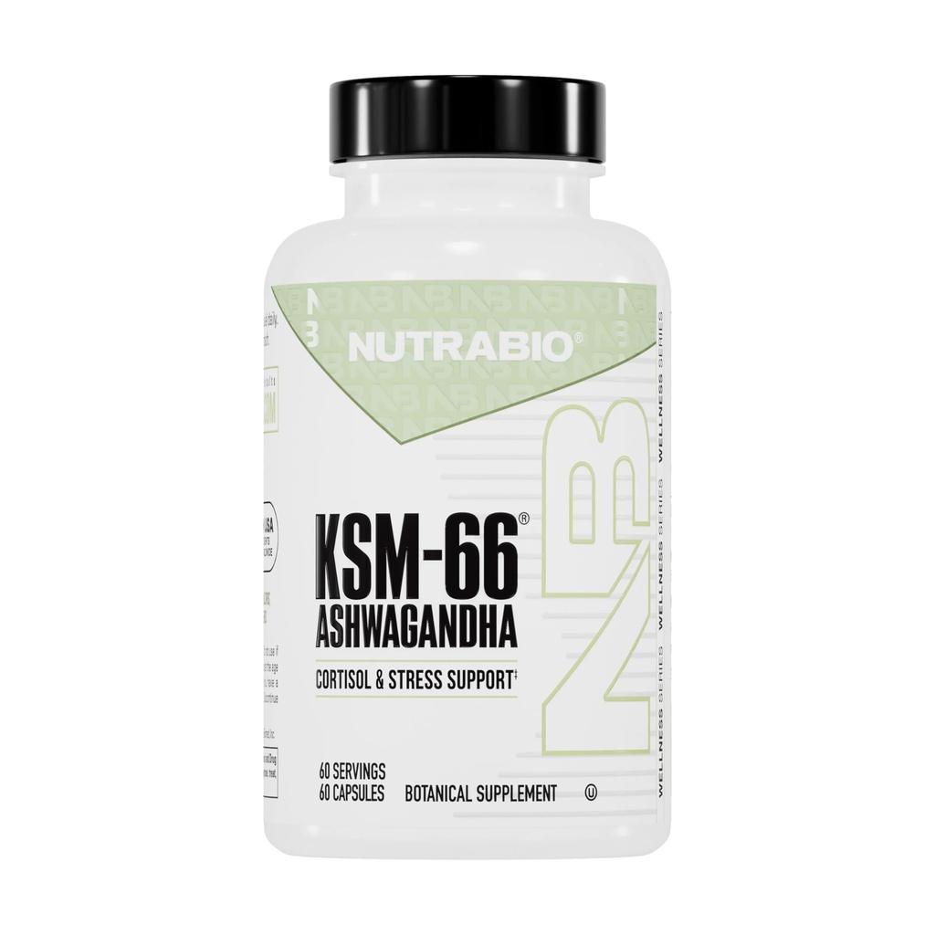 NutraBio Ashwagandha KSM-66 | Ashwagandha Herbal Supplement for Stress, Mood, & Performance | 600 MG of Clinically למד KSM66 60 קפסולות