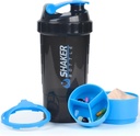 חלבון Shaker Bottle - Sport Water Bottle - Non Slip 3 Layer Twist Off 3oz Cups with Pill Tray - Leak Proof Shake Bottle Mixer-חלבון אבקת 22 oz Shake Cup עם אחסון