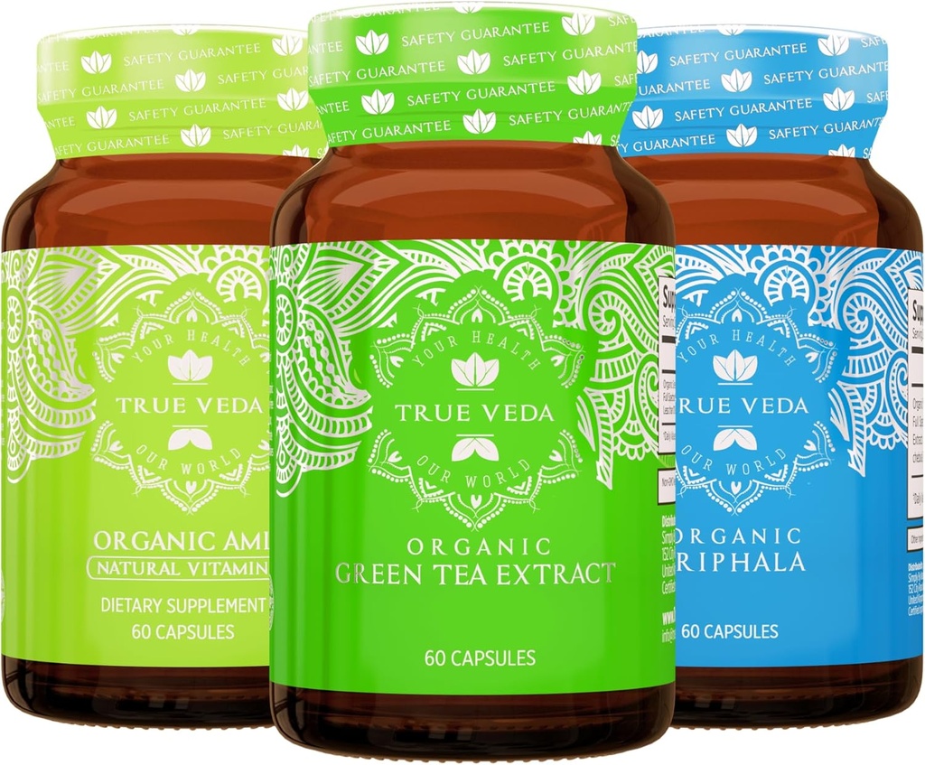 True Veda Digest ו Detox Bundle USDA אורגני | Multi-Award-Winning | תה ירוק | Amla with ויטמין C | Triphala כמוסות