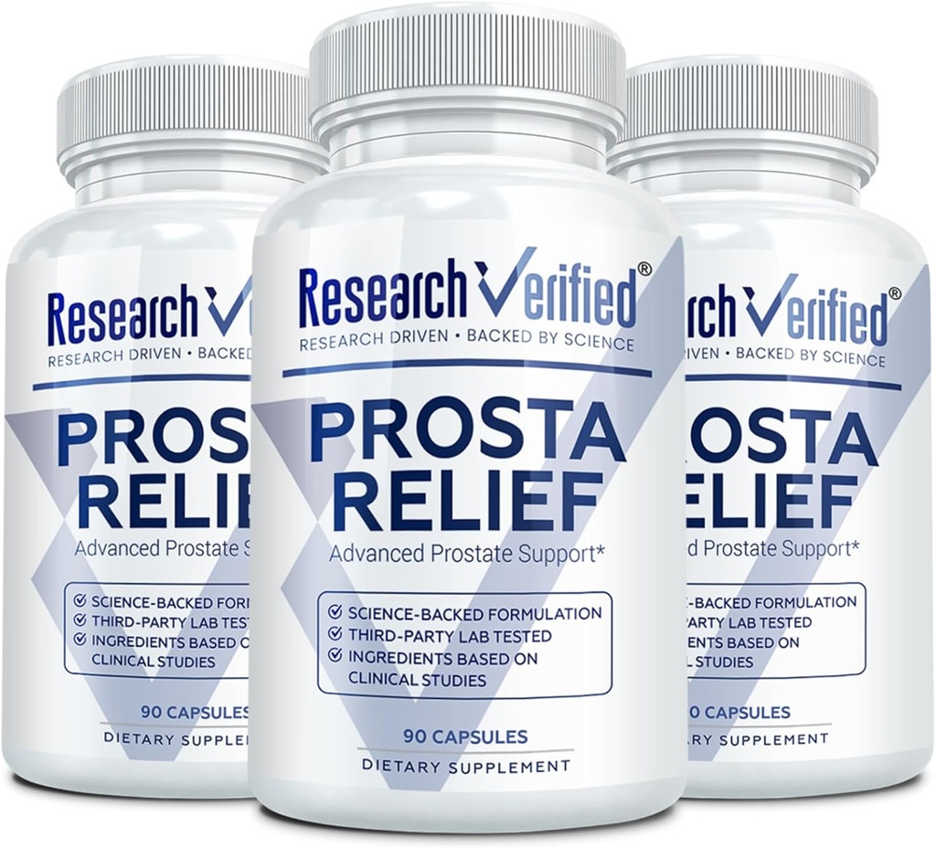 מחקר המאומת Prosta Relief - Saw Palmetto and Bioperine - Prostate Health; Bladder & Urinary Health, Drive and Performance; Pure, 90 קפסולות (Pack of 3)