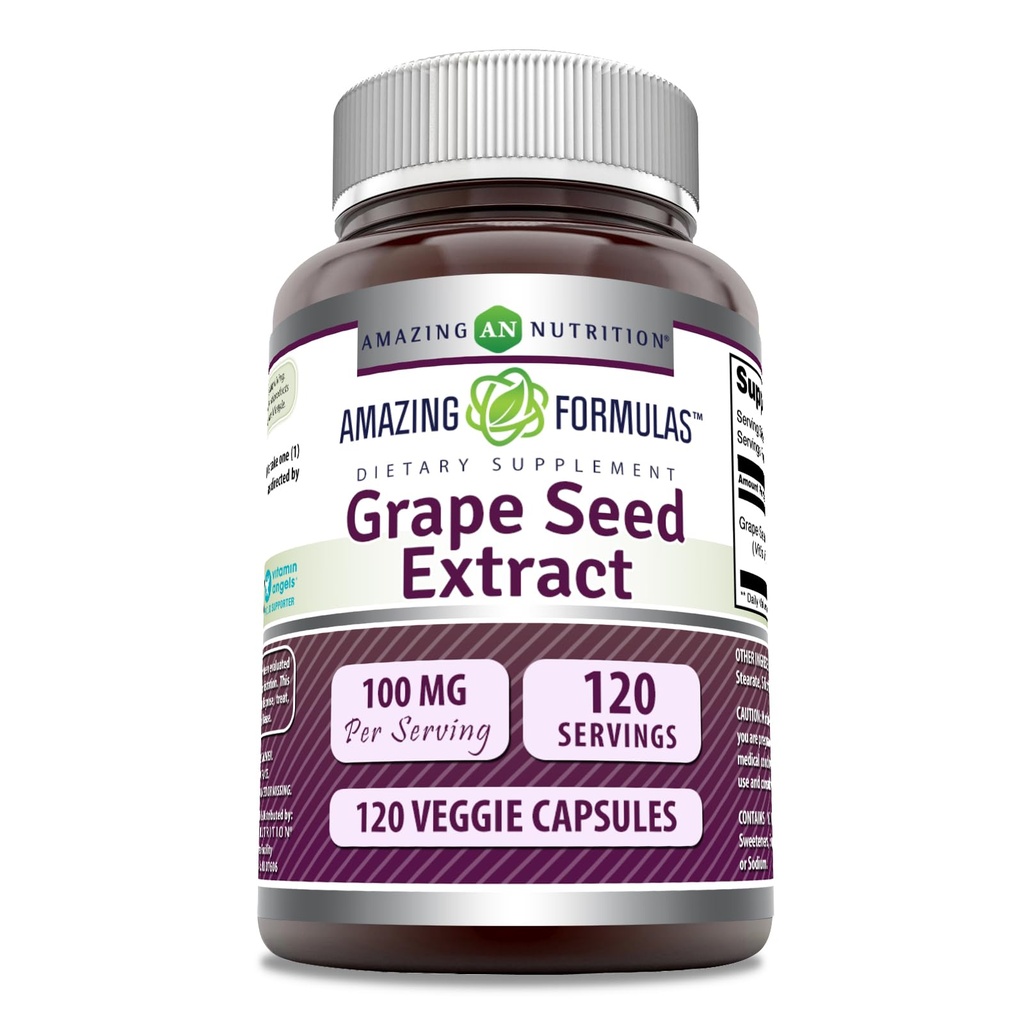 פורמולה מדהימה Grapeseed לחלץ תוסף | 100 Mg Per Serve | 120 Veggie קפסולות | Non-GMO | Gluten-Free | Made in USA