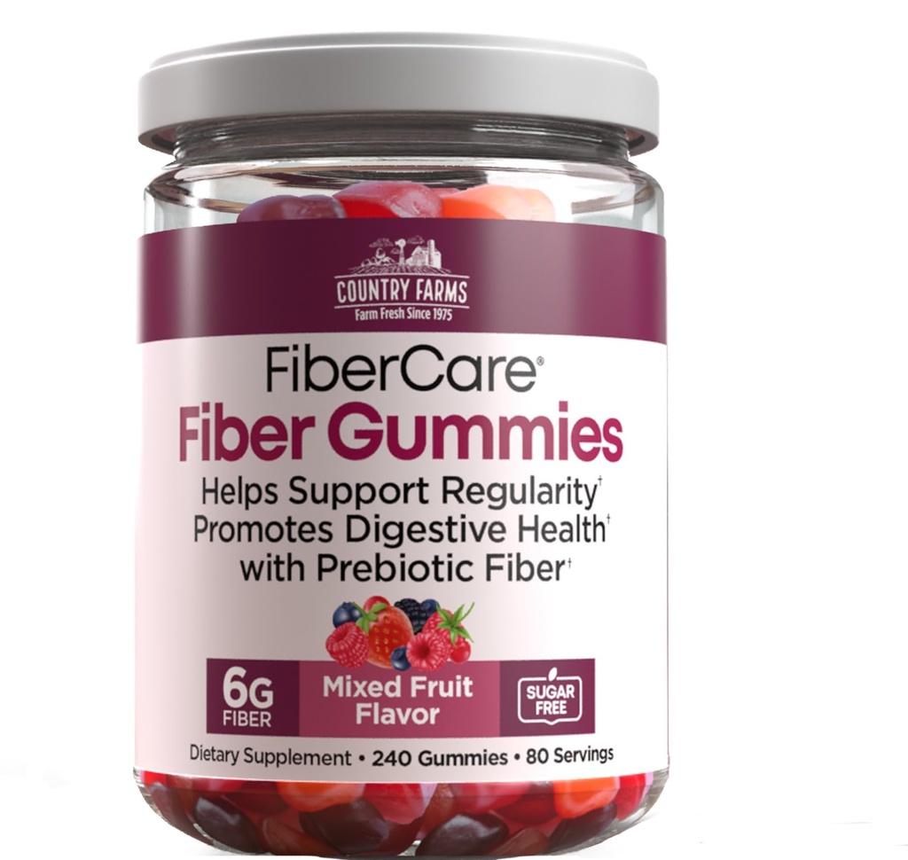 המדינה-Farmfi Care Gummies | עזרה תמיכה סדירות | קידום בריאות העיכול | עם Prebiotic | מעורבים פירות פלבדור | 6g לכל סיבים | (240 חניכיים)