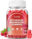 Potassium Magnesium Gummies Potassium תוספי Absorption Potassium Citrate Magnesium Citrate, תמיכה ב- Cramps השרירים להירגע עבור גברים ונשים 60 חניכיים, Raspberry