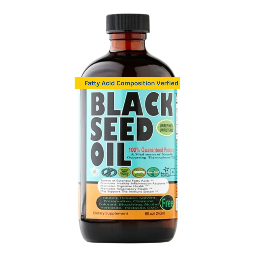 Black Seed Oil 8 Oz - Premium Nigella Sativa Cold-Pressed טורקית Black Cumin שמן - כוח גבוה 3X Thymoquinone - תמיכה טבעית - Super Food