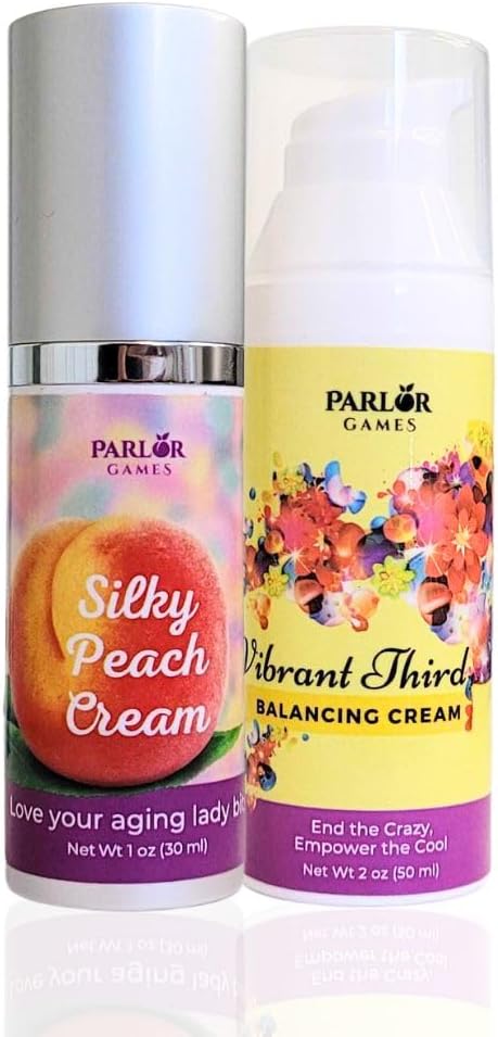 Menopause Rebalancing Bundle: Silky Peach Estriol Cream & Vibrant Third Progesterone Cream לנשים. Bioidentical Estrogen & Progesterone for Hot Flashes, Vaginalייבושness, Sleep Issues & Brain Fog