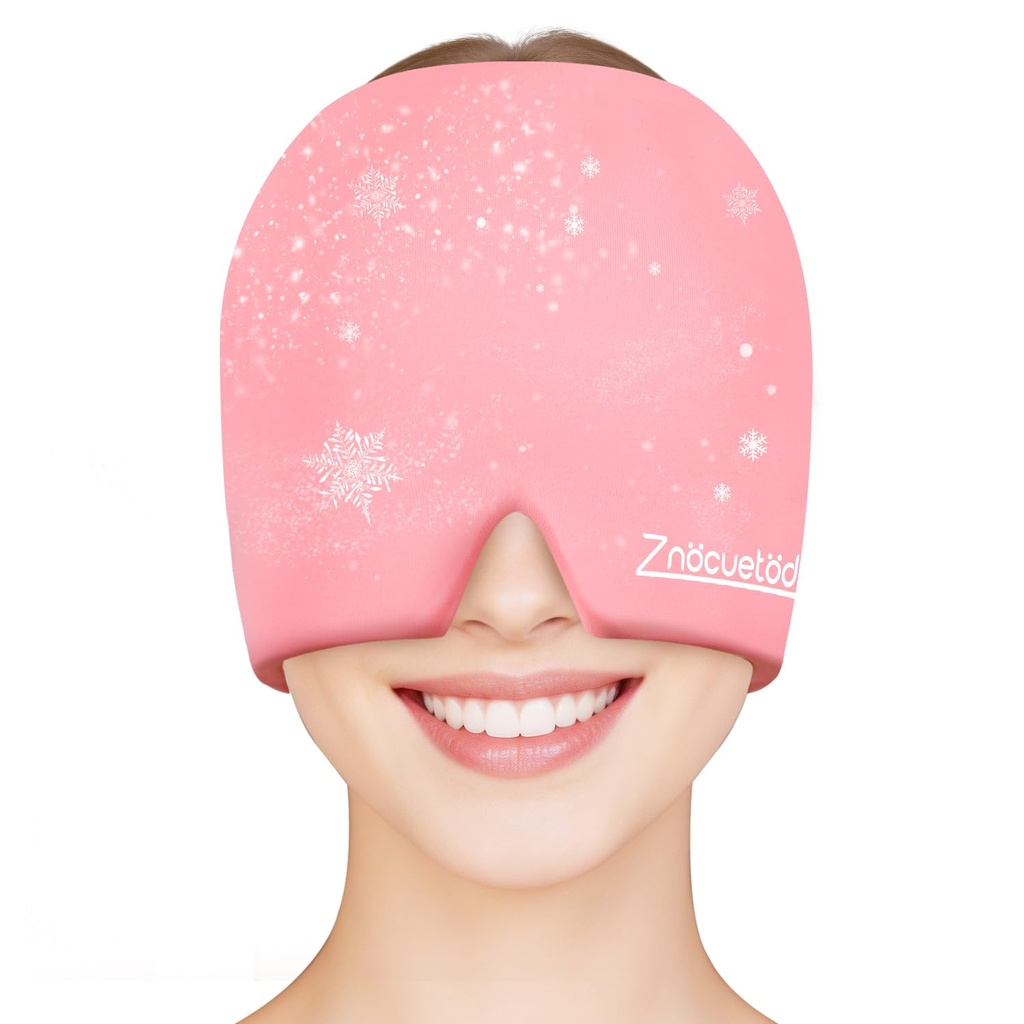 ZNÖCUETÖD Migraine Head Relief Cap Hat Full Head Ice Pack Wrap Cooling Gel Ice Beanie Cold Cap Hot/Cold Compress Therapy for Sinus, Stress, Tension, Head Pain Relief, נשים