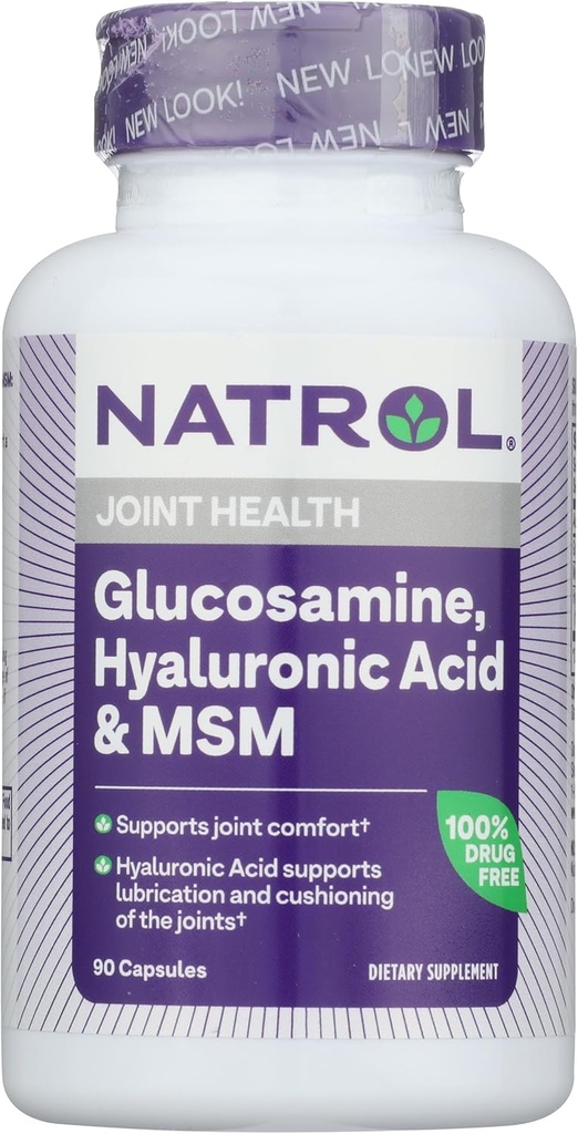 Natrol Glucosamine, Hyaluronic Acid ו- MSM, 90 קפסולות
